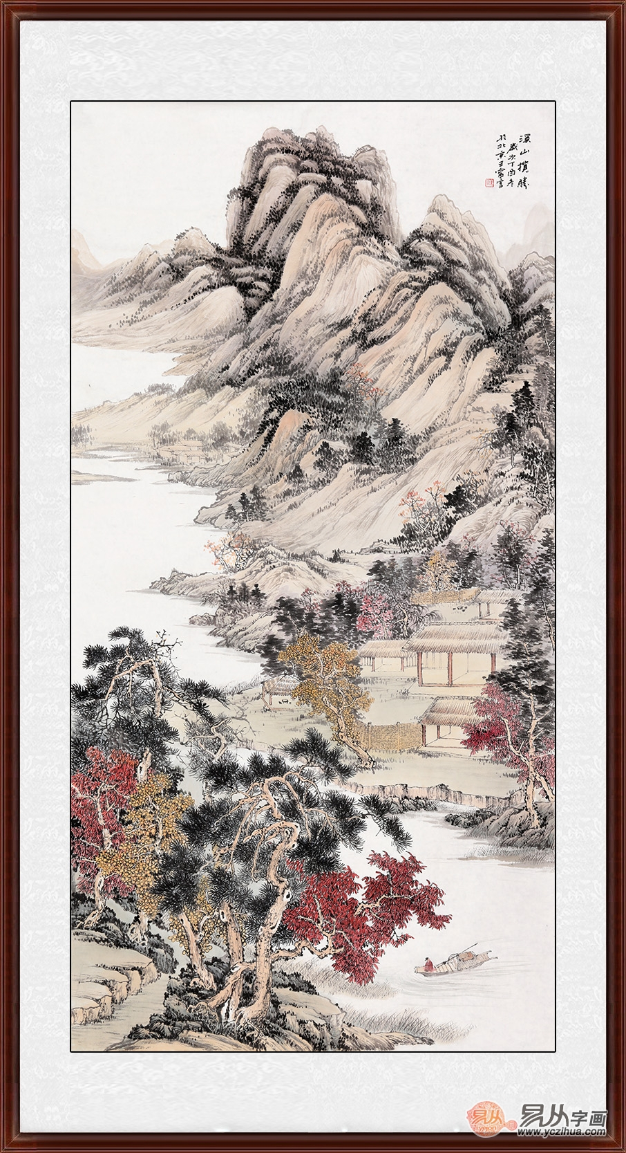 进门冲墙挂山水画最好,店铺进门墙上挂什么山水画