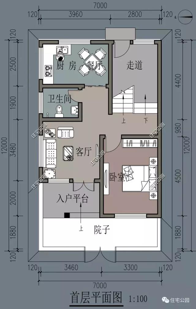 面宽7米进深10米的别墅,农村2层别墅户型图大全