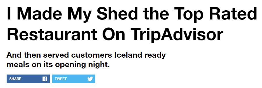 把自家破后院谎称为高级餐厅,7个月做到伦敦餐厅NO.1