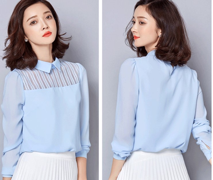 MEDECOO雪纺衬衫,中老年雪纺长袖衬衫女士