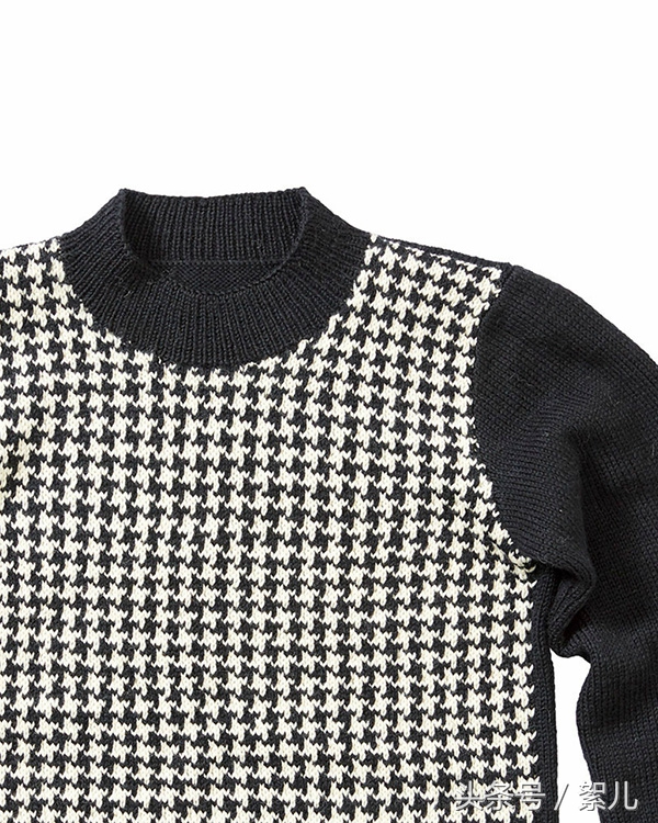 千鸟格永恒的经典,经典千鸟格咖啡色加厚一体绒毛衣