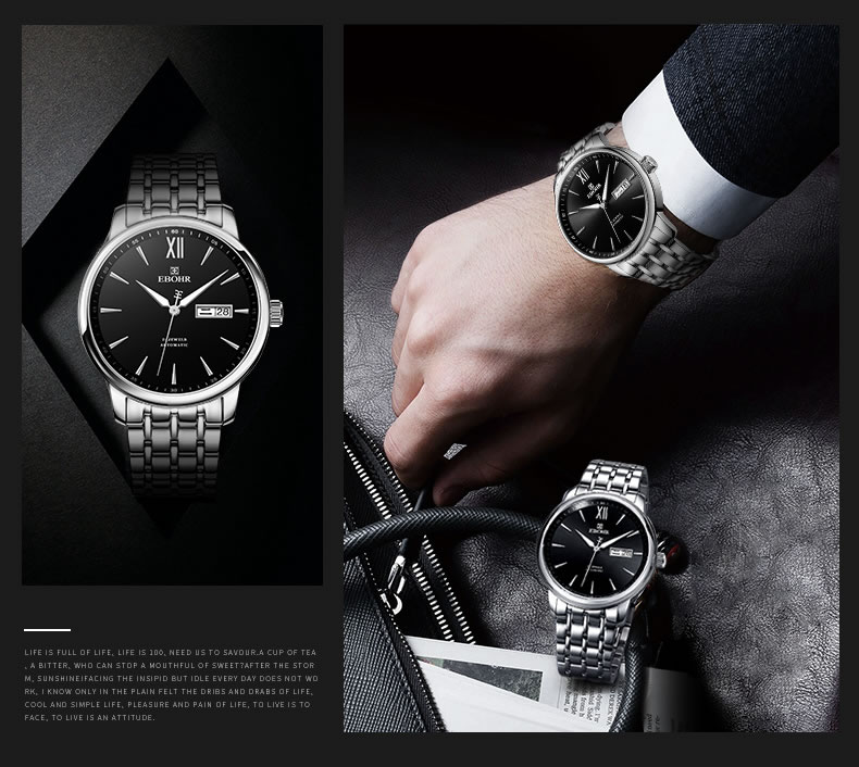 依波表新款男士机械表,依波表夜光机械腕表鳄鱼皮