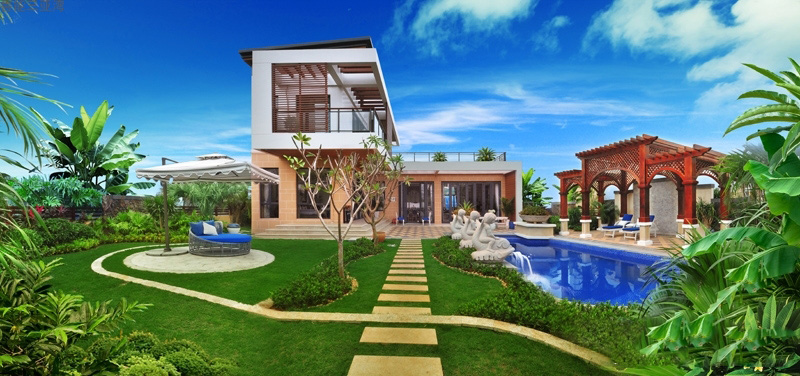 三亚一线河景房,三亚一线临海独栋别墅出售