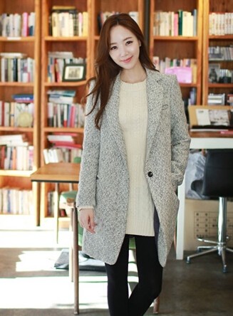 休闲百搭风修身大衣女,修身呢大衣女款高级感