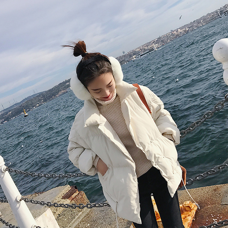 宽松潮流韩版气质棉服外套,韩系冬季轻薄连帽外套棉服显瘦