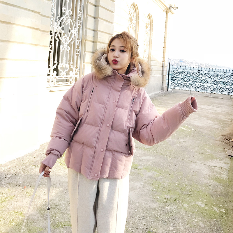 宽松潮流韩版气质棉服外套,韩系冬季轻薄连帽外套棉服显瘦