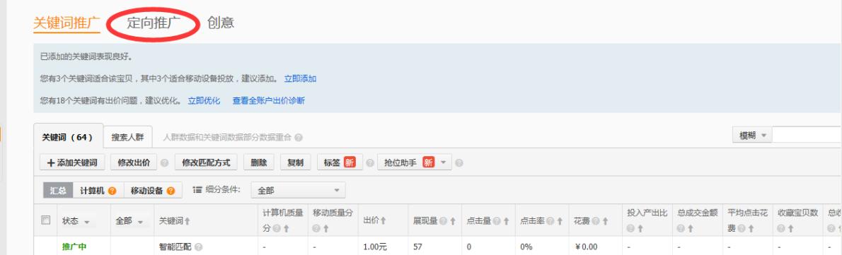 直通车定向推广入门,直通车定向推广基础教程图