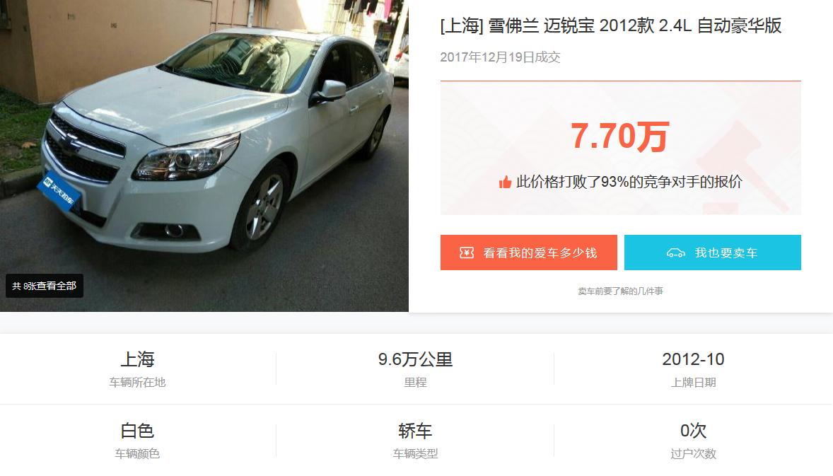 开了7年的手动科鲁兹能值多少钱,上海车主买车