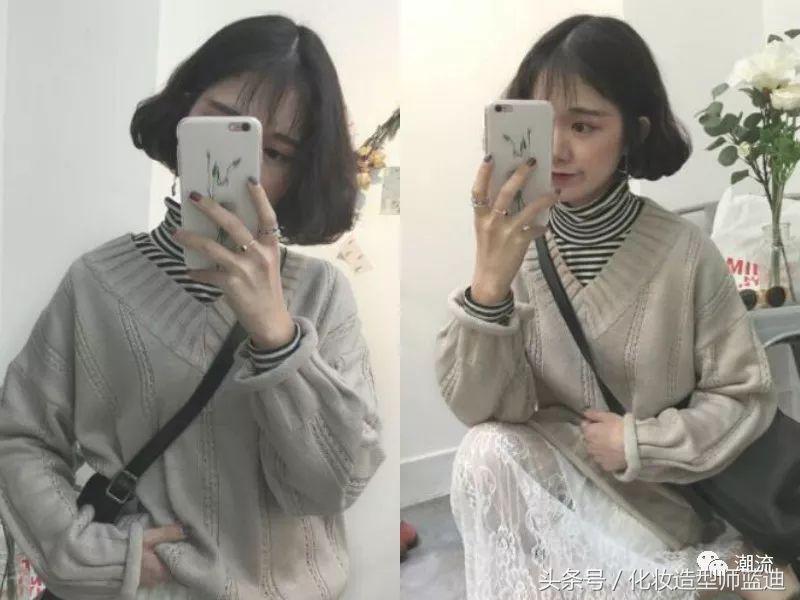 发型韩式中长马尾,头发细软的中短发型烫发教程