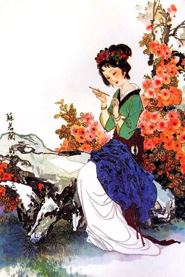 百美簪花仕女图线描稿,最美仕女图片欣赏