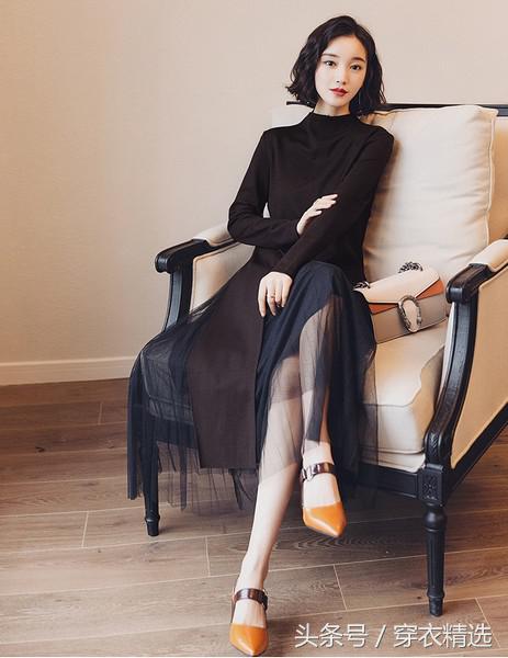 适合秋冬的绝美连衣裙,连衣裙百褶拼接