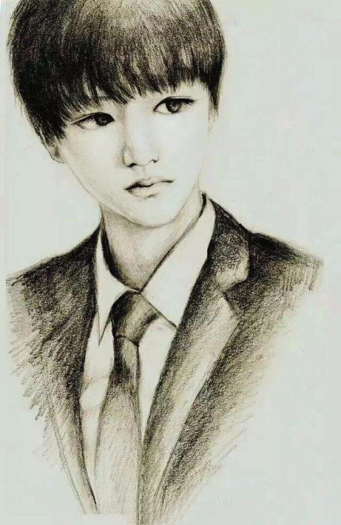 素描，彩铅！王俊凯的画像真的太美！