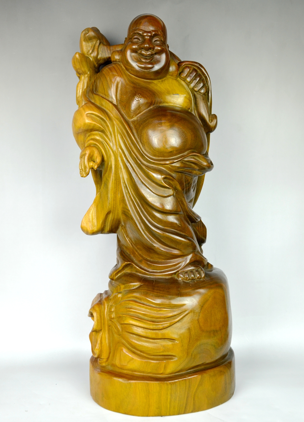 檀木雕刻手把件,檀木雕刻财神