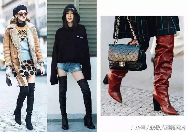 黑色过膝靴搭配抹胸裙,黑色过膝靴搭配图片