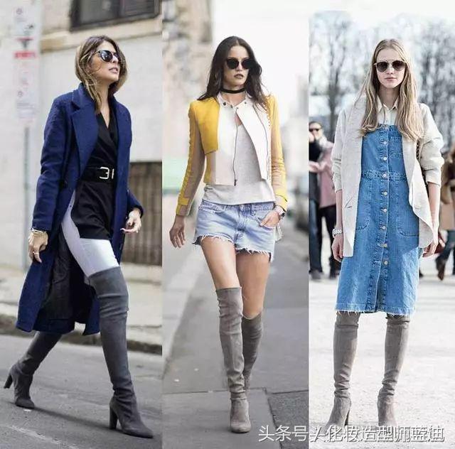 黑色过膝靴搭配抹胸裙,黑色过膝靴搭配图片