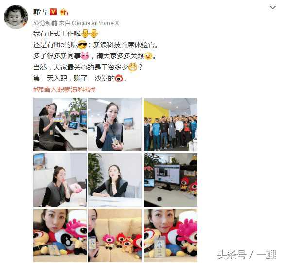 韩雪入职新浪,娱乐圈女星韩雪