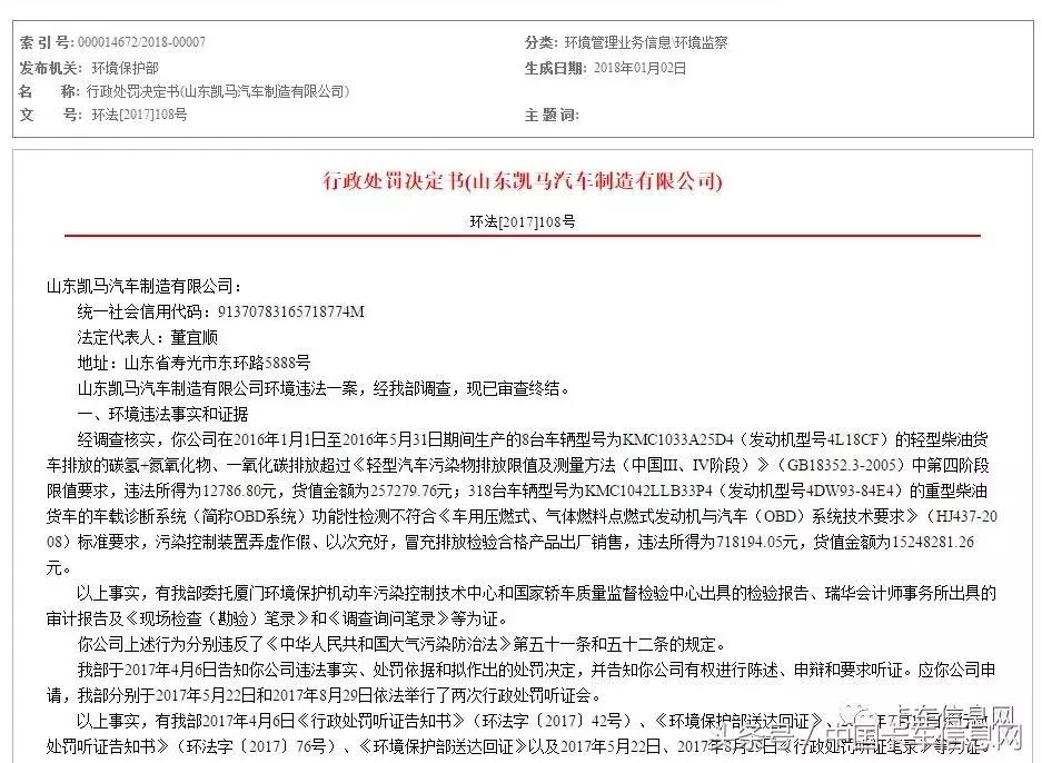 扒一扒|被环保部开千万罚单的不合格车辆,装配的是谁家发动机?