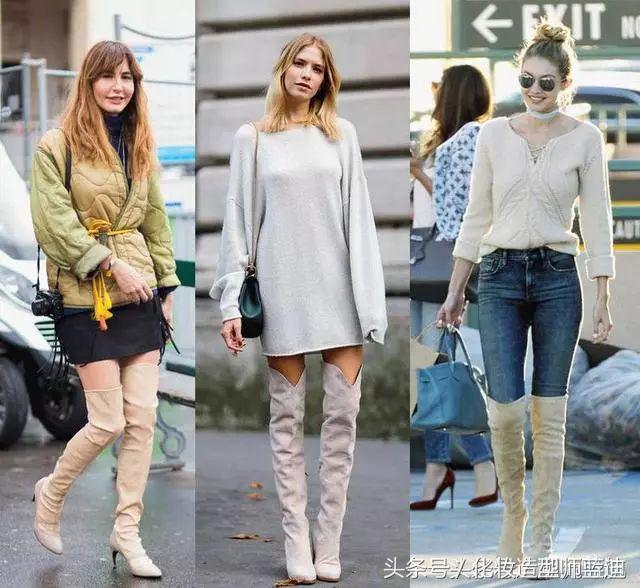 黑色过膝靴搭配抹胸裙,黑色过膝靴搭配图片