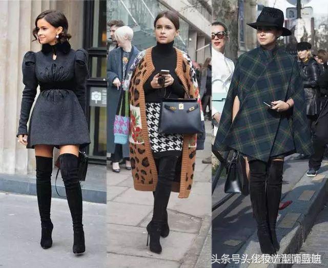 黑色过膝靴搭配抹胸裙,黑色过膝靴搭配图片