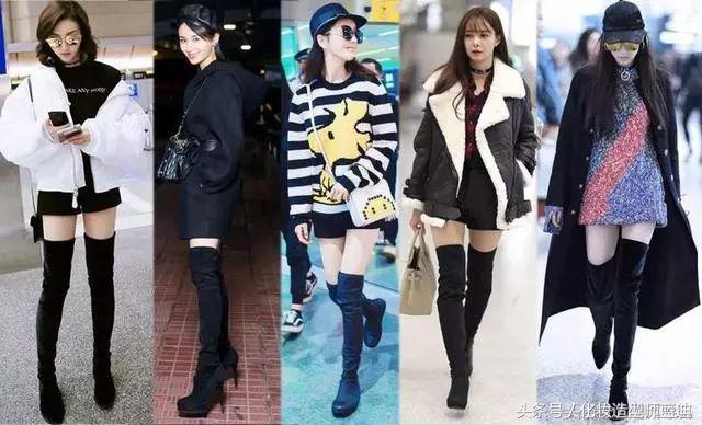 黑色过膝靴搭配抹胸裙,黑色过膝靴搭配图片