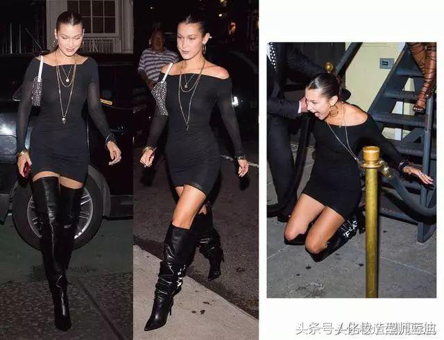 黑色过膝靴搭配抹胸裙,黑色过膝靴搭配图片