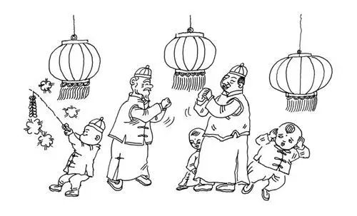 春节简笔画幼儿园简单,怎么画灯笼和鞭炮简笔画