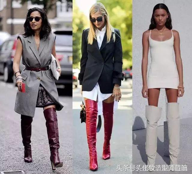 黑色过膝靴搭配抹胸裙,黑色过膝靴搭配图片
