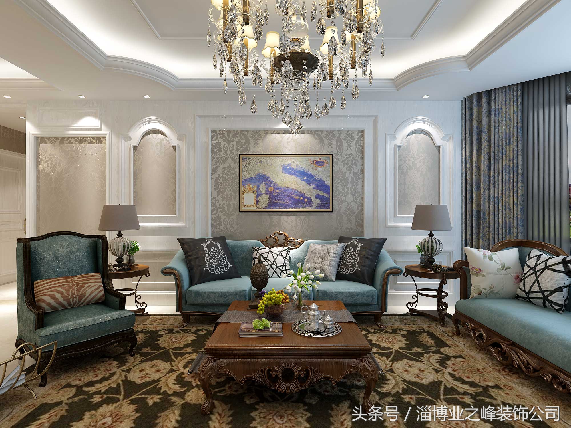 临淄欧式风格装修,临淄棠悦90平装修效果图