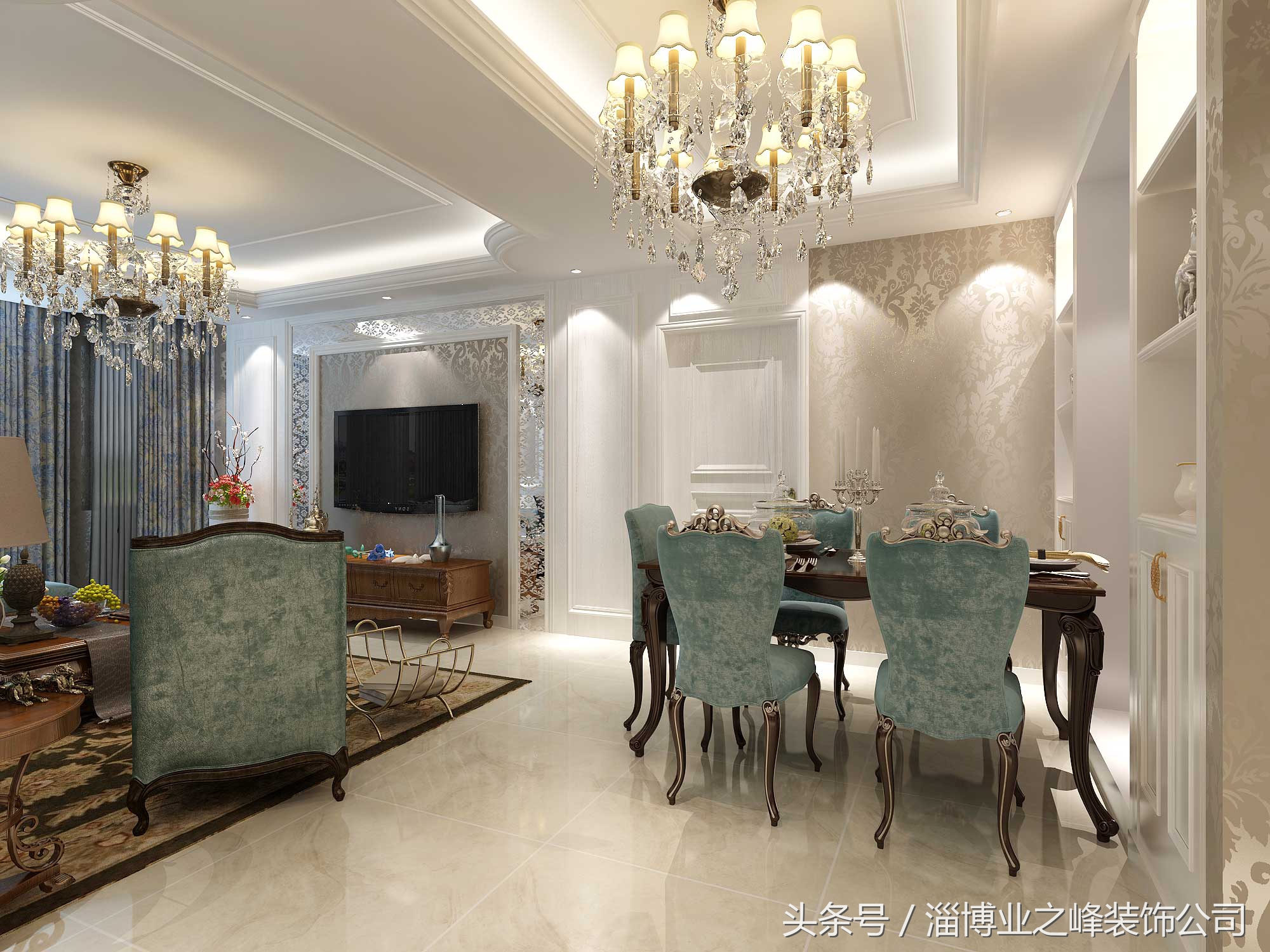 临淄欧式风格装修,临淄棠悦90平装修效果图