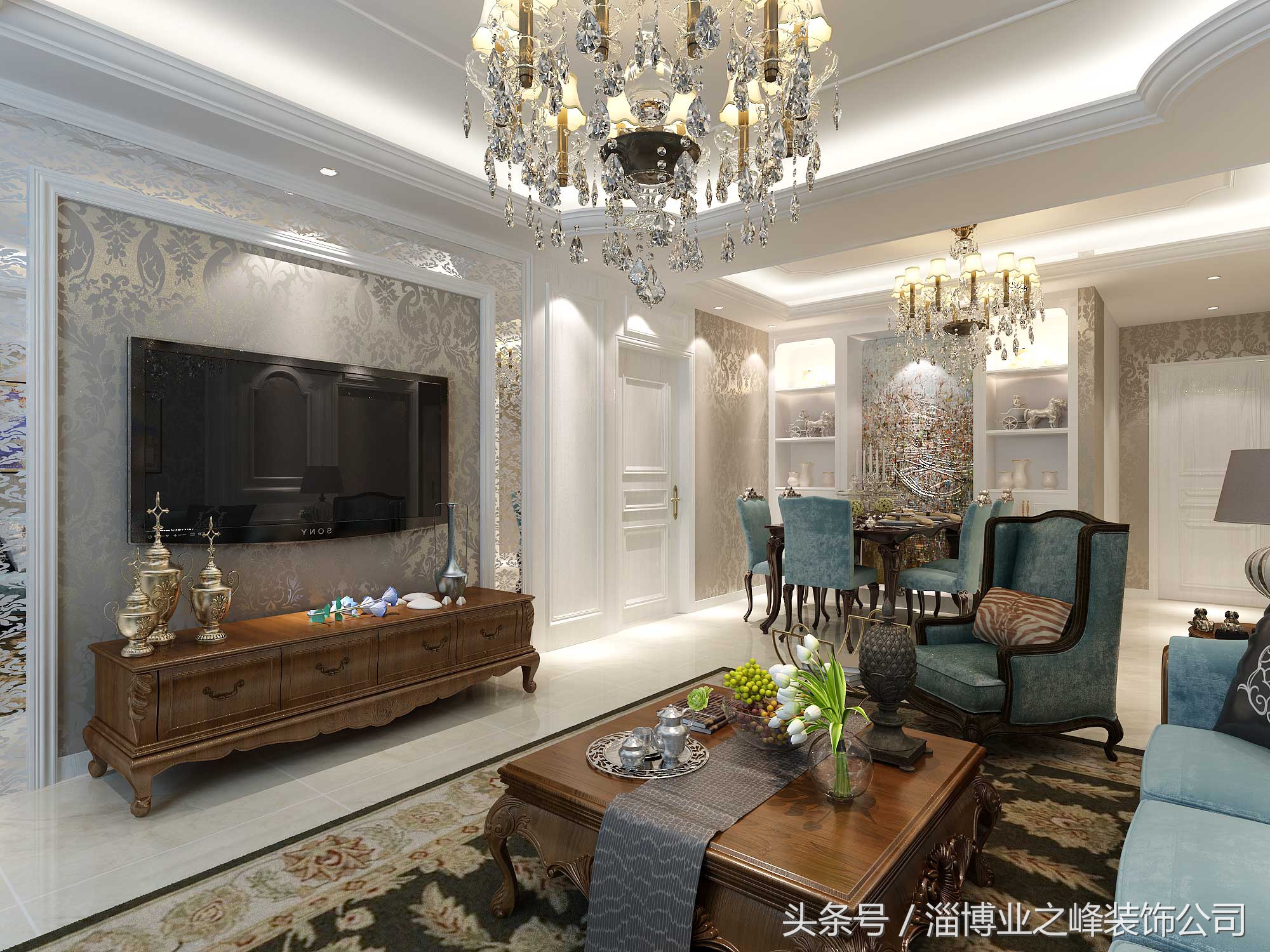 临淄欧式风格装修,临淄棠悦90平装修效果图