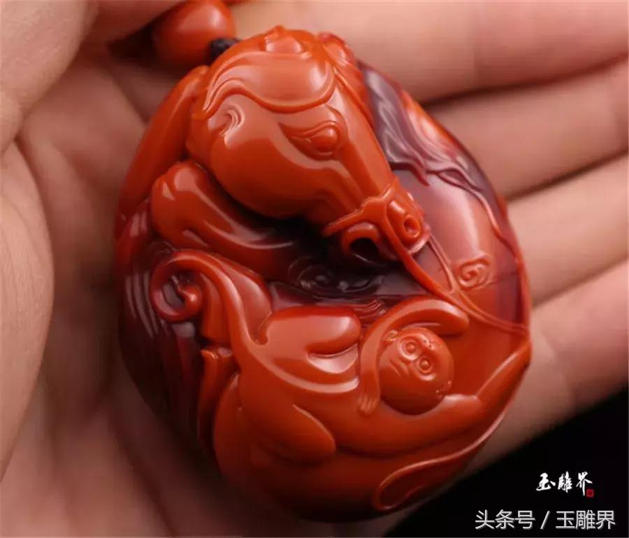 保山南红玉石雕刻,千里马玉石雕刻