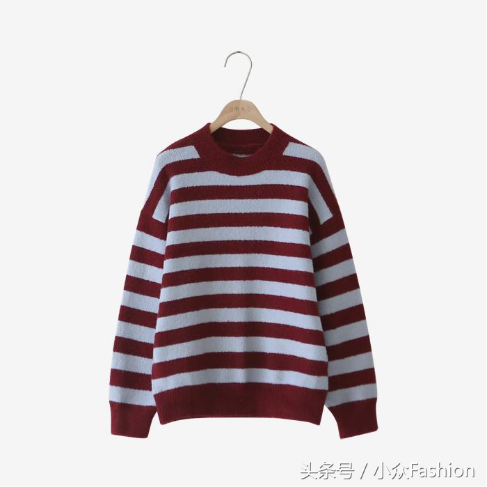 天天美穿搭,条纹毛衣长款宽松慵懒风穿搭