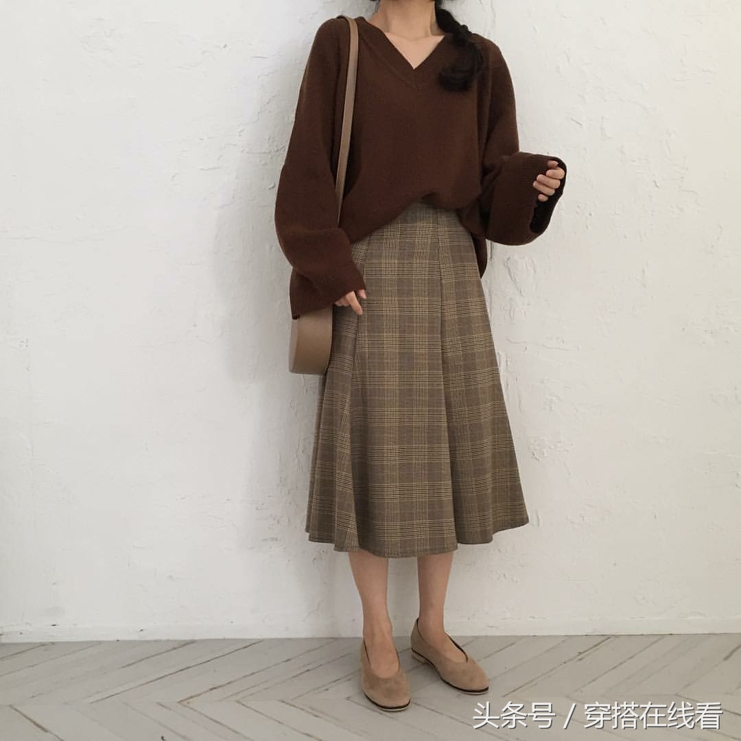 18秋冬新款针织打底套裙中长款,宽松毛衣裙韩版慵懒风搭配