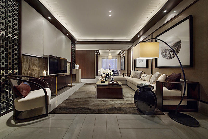 这个新中式美到无敌,蓝石大溪地270平别墅样板间