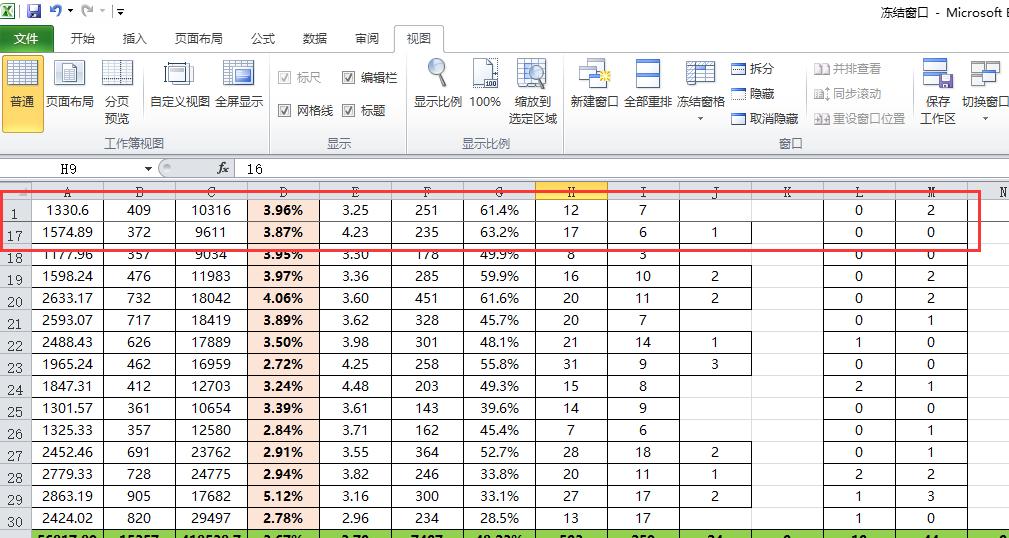 Excel中看数据总是眼花看串行?你需要学习冻结窗口这个功能