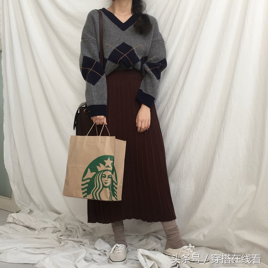 18秋冬新款针织打底套裙中长款,宽松毛衣裙韩版慵懒风搭配