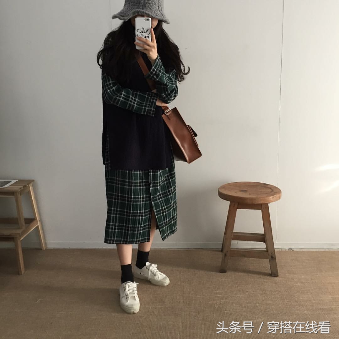 18秋冬新款针织打底套裙中长款,宽松毛衣裙韩版慵懒风搭配