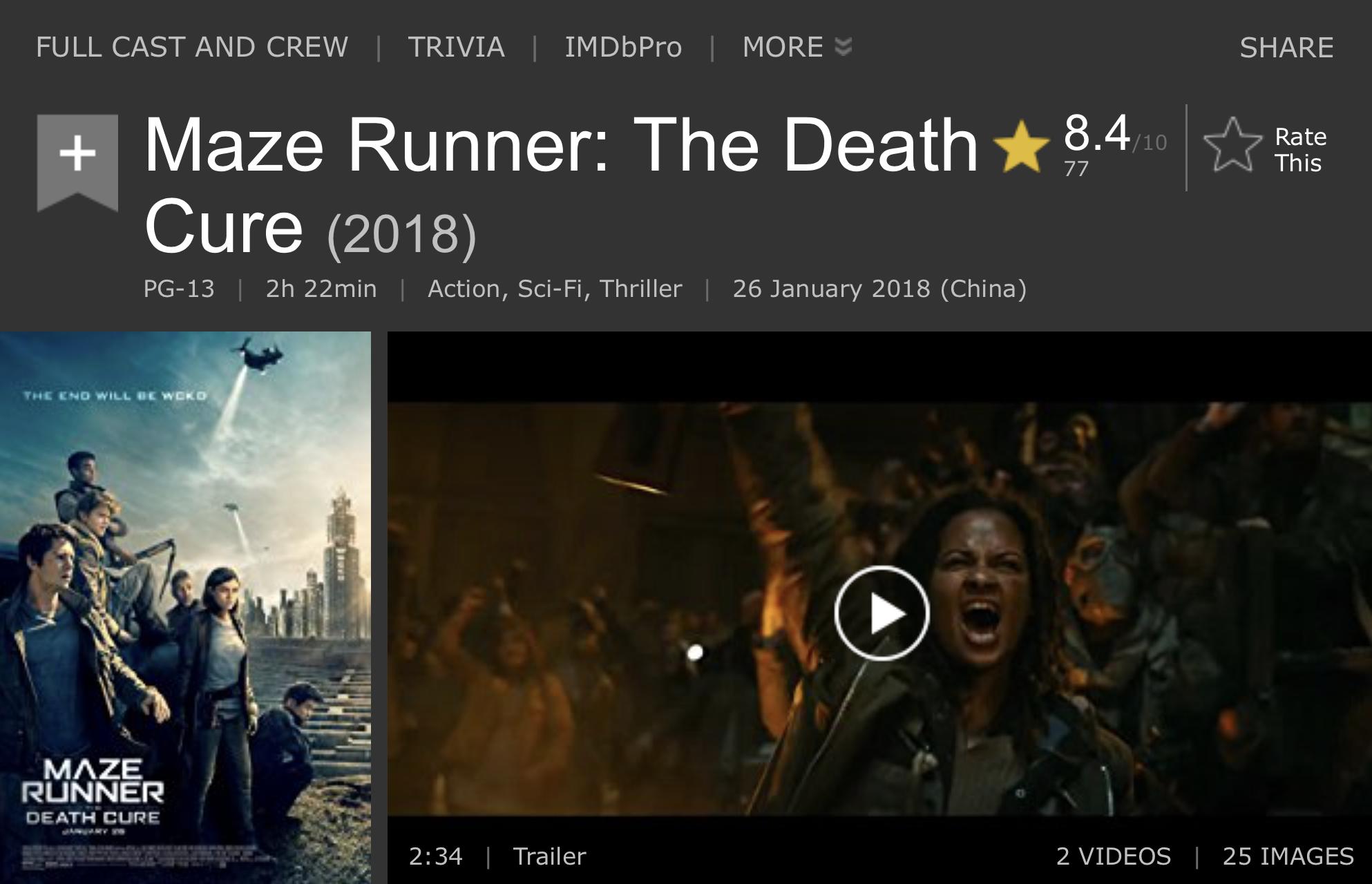 移动迷宫3死亡解药定档,移动迷宫3:死亡解药英文