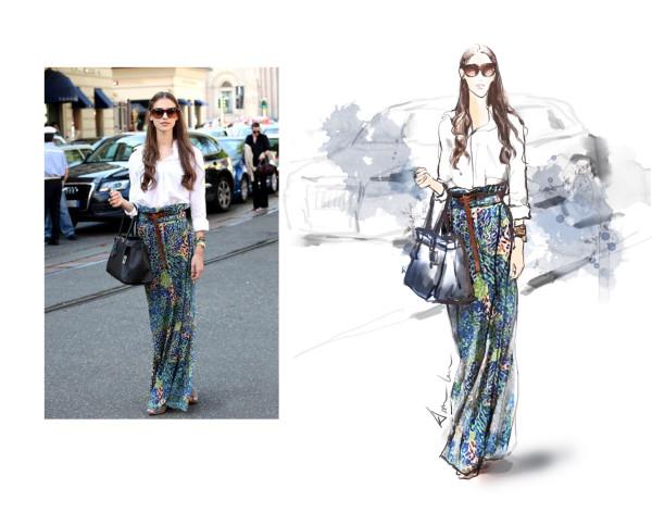 显高级感的小清新穿搭手绘图片,复杂插画简单穿搭