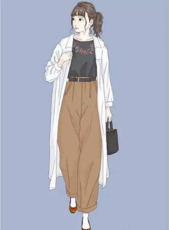 显高级感的小清新穿搭手绘图片,复杂插画简单穿搭