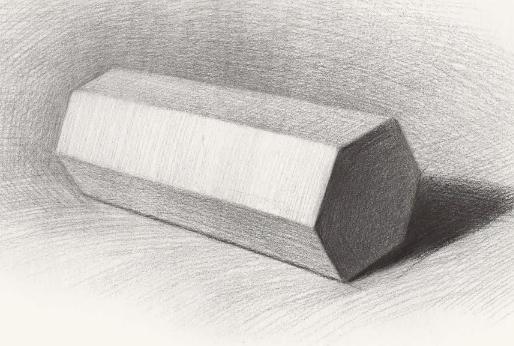 几何体素描教程六棱柱,素描静物几何体六棱柱