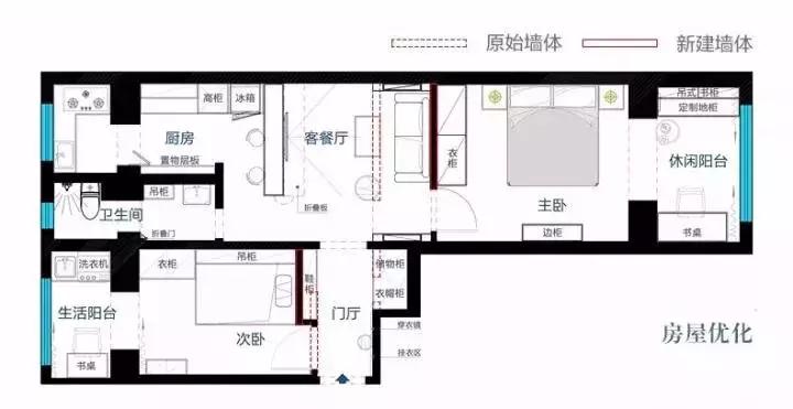 60平北欧小两居室,床头柜非常有设计感