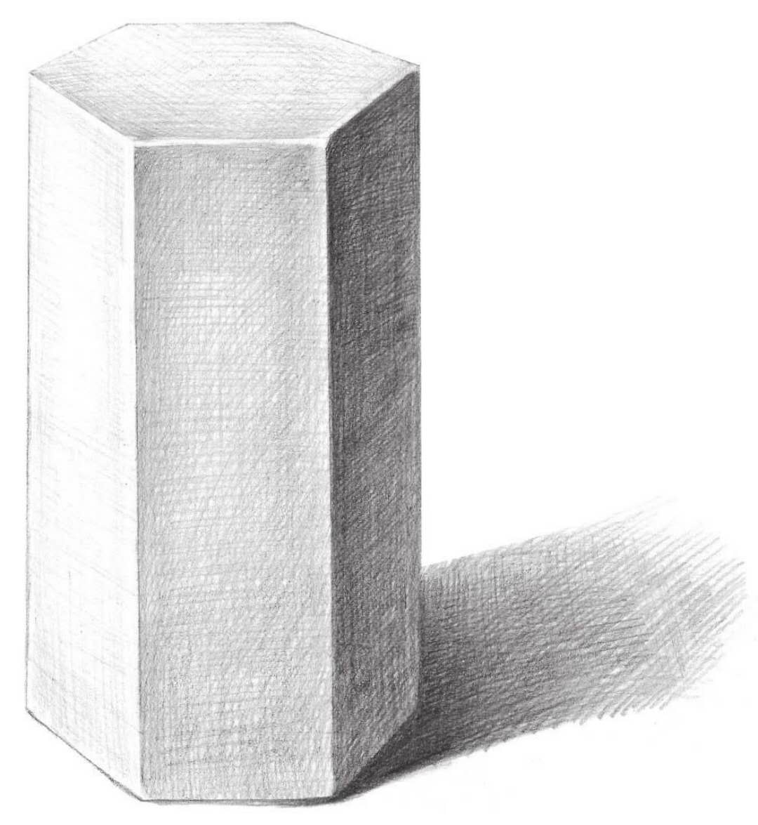 几何体素描教程六棱柱,素描静物几何体六棱柱