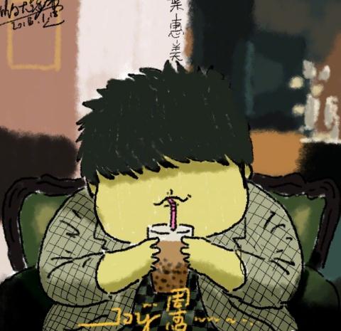 周杰伦手绘奶茶版,周杰伦喝奶茶高清图片