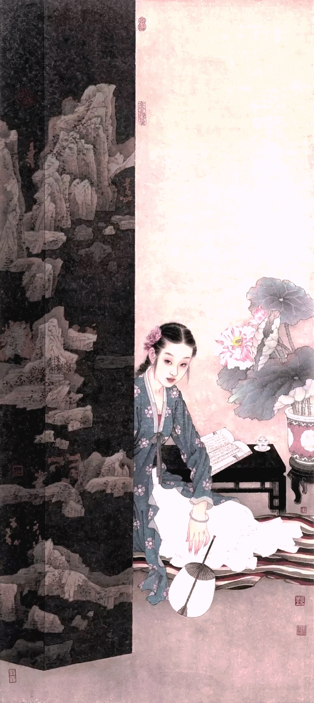 国画名家杨淑涛工笔仕女画欣赏,赵国经工笔仕女画作品欣赏