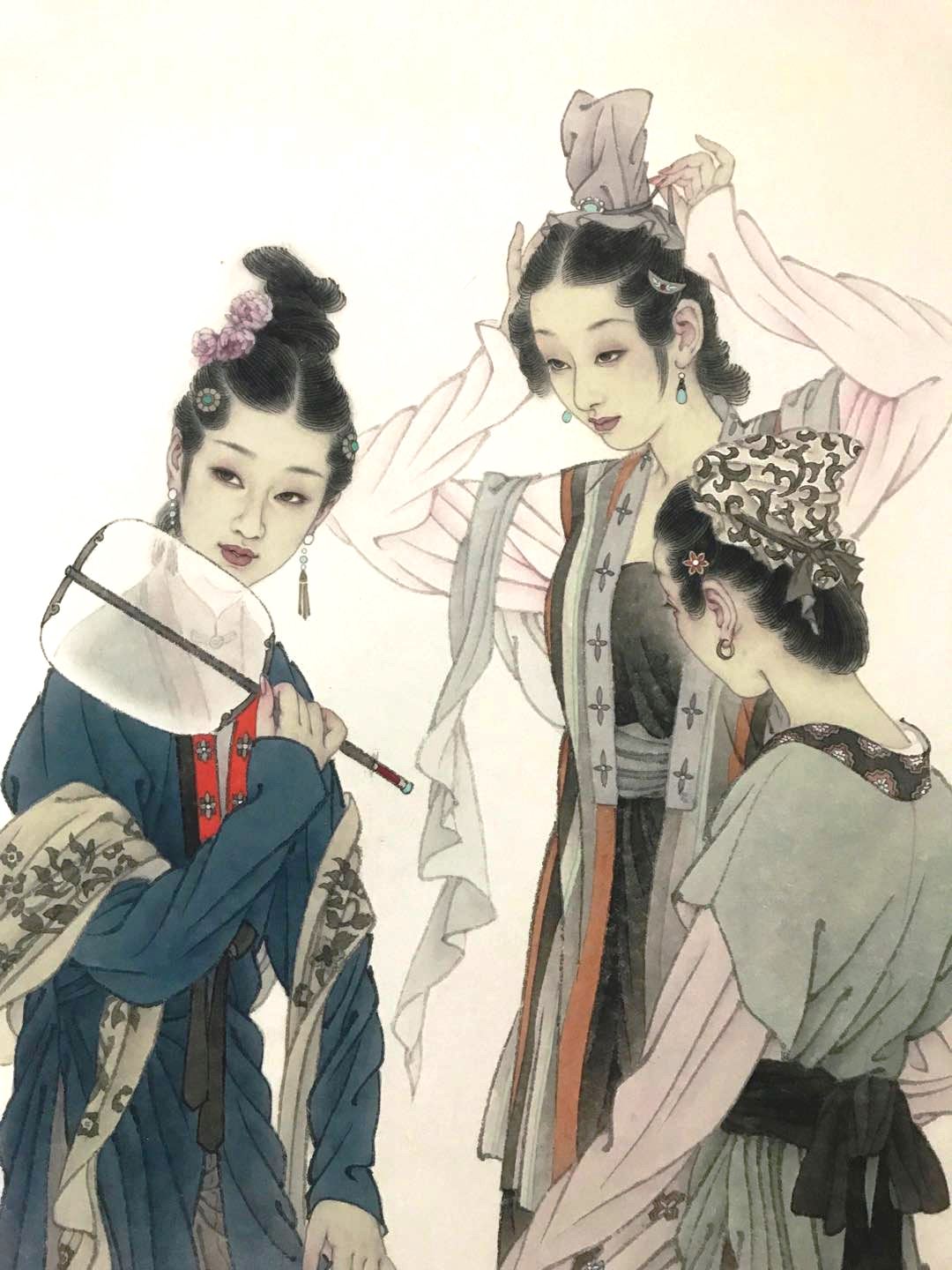 国画名家杨淑涛工笔仕女画欣赏,赵国经工笔仕女画作品欣赏