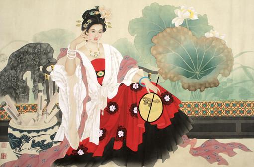 国画名家杨淑涛工笔仕女画欣赏,赵国经工笔仕女画作品欣赏