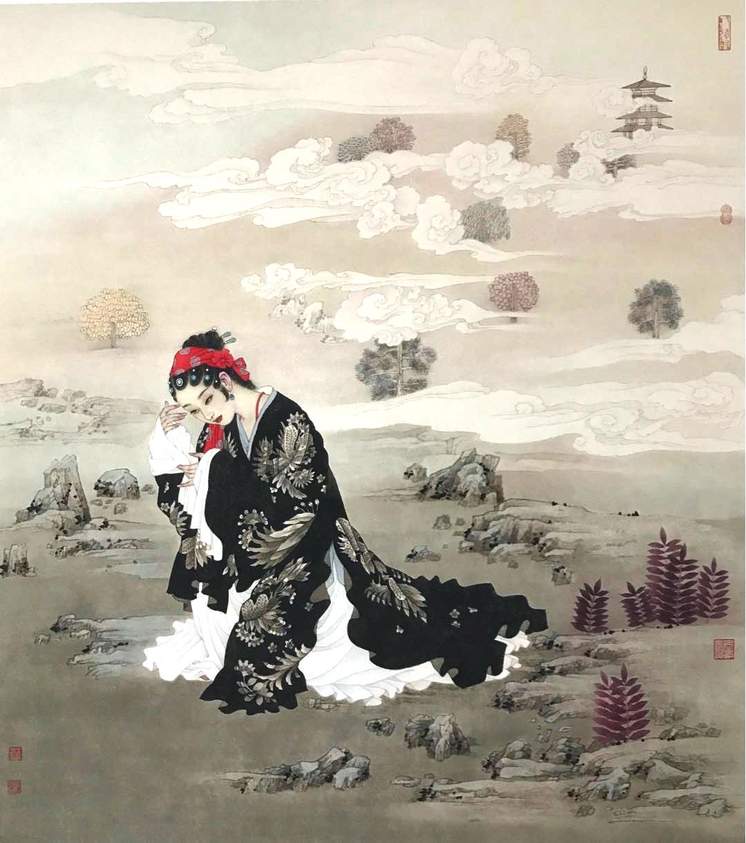 国画名家杨淑涛工笔仕女画欣赏,赵国经工笔仕女画作品欣赏