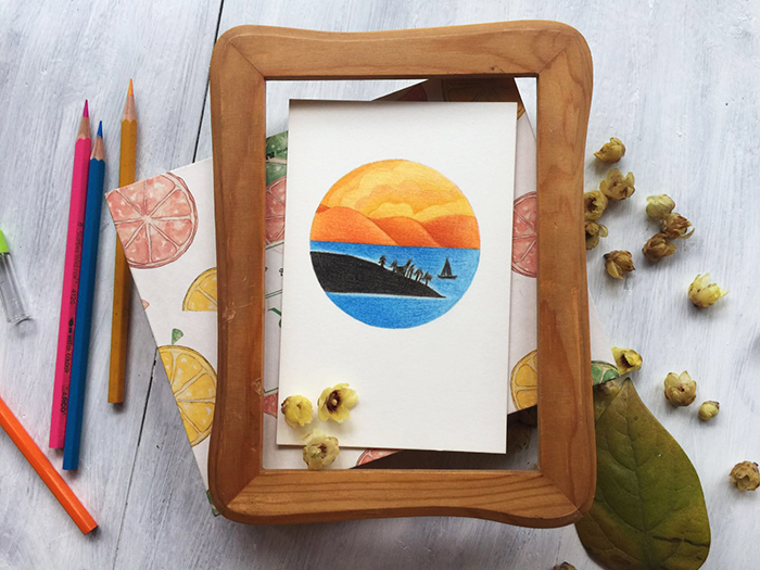 治愈系风景彩铅画简单入门,彩铅简单风景画详细教程