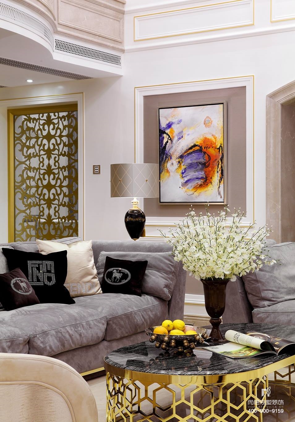 张家港现代简约轻奢风装修案例,轻奢现代风格装修金色阳光花园